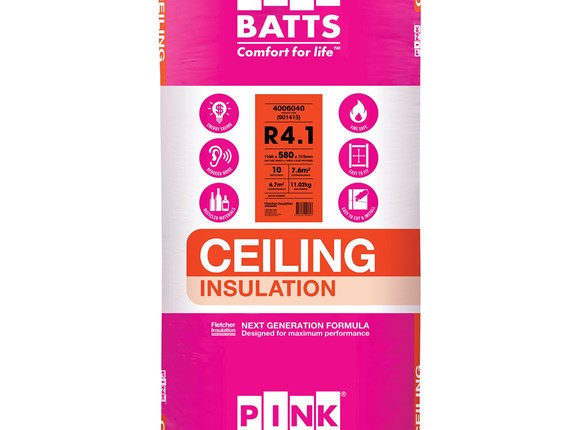 pink batts r4.1 1160mm x 580mm x 215mm 6.73m² ceiling insulation - 10 pack