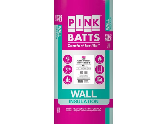 pink batts hd r2.5 1160mm x 430mm x 90mm 6.0m² insulation - 12 pack