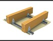 Ceiling framing diagram showing timber ceiling battens fixed to metal furring channels with clips above a flat ceiling lining.